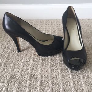 Soft black leather heels by Nine West